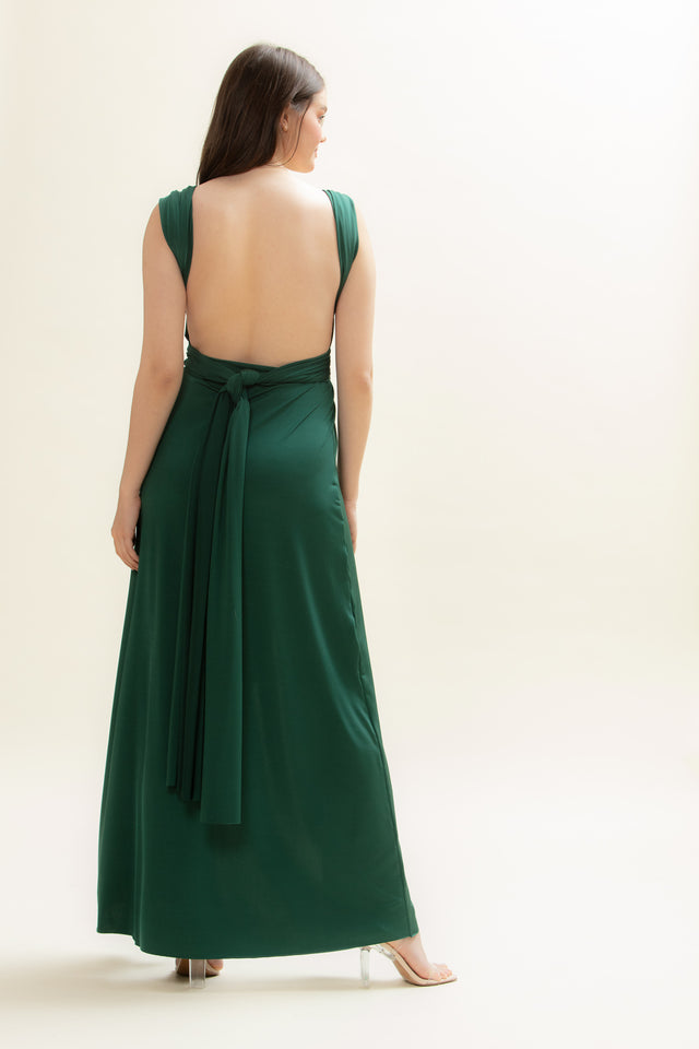 Forest Green Slit Dress